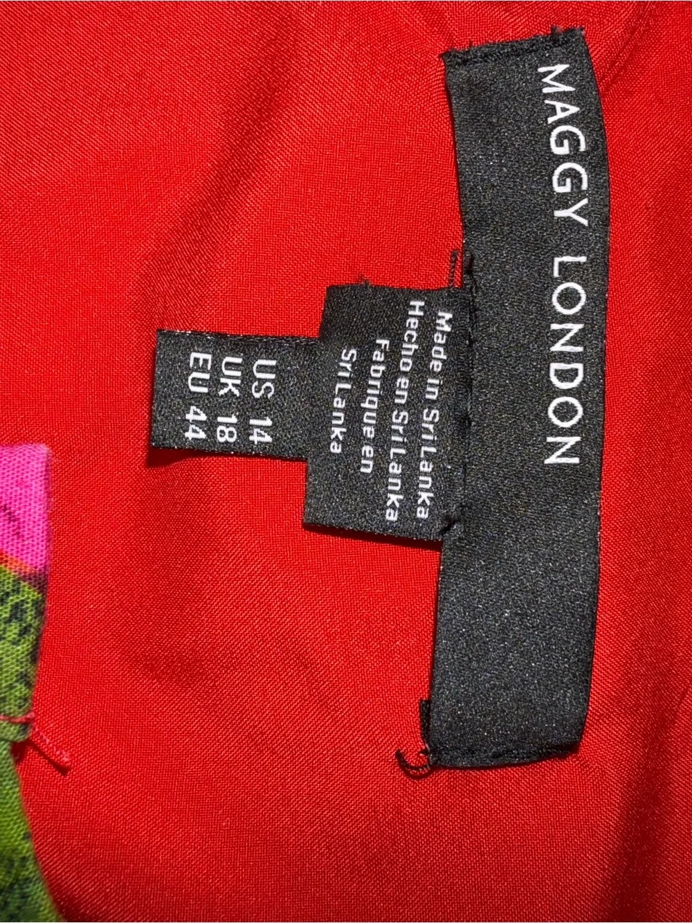 Maggy London Red Floral Maxi Dress with Orange & Pink Accents - Picture 4 of 9